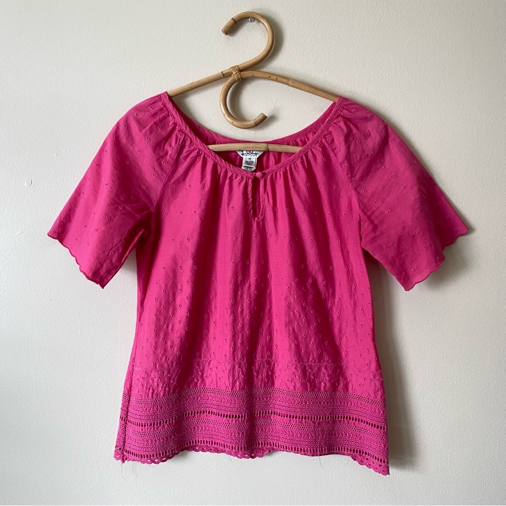 Lilly Pulitzer Pink Eyelet Short Sleeve Blouse